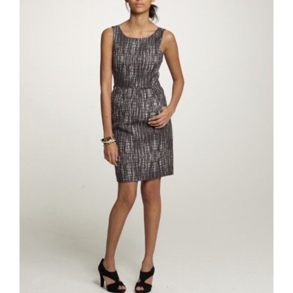 J Crew Gray White Sleeveless Tweed Contessa Mini Dress Size 6